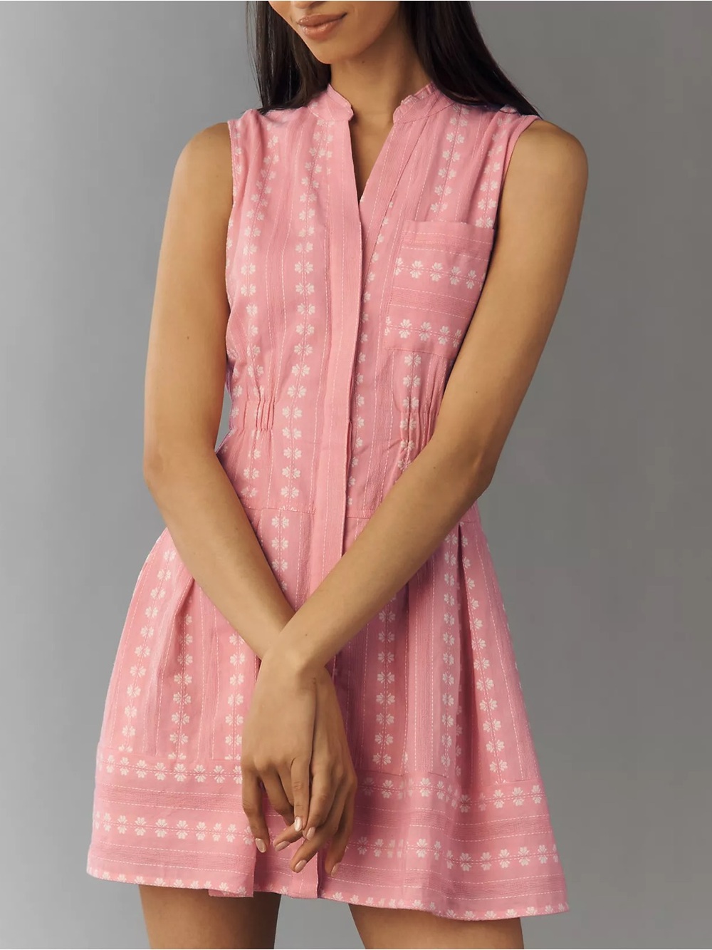Anthropologie Maeve Sleeveless V-Neck Shirtdress in Pink